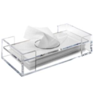 RARE!  Vintage Clear Lucite Rectangle Kleenex Tissue Holder Decor